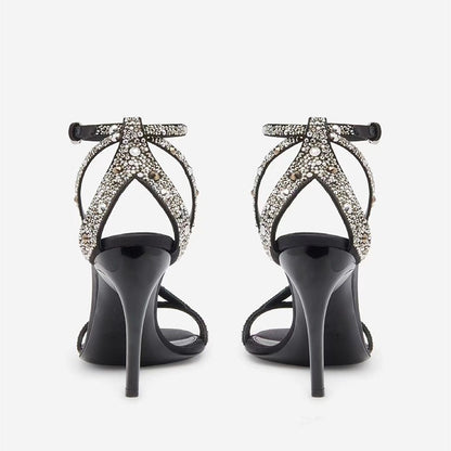 Round toe open toe belt buckle slim high heels for banquet fashion sandals