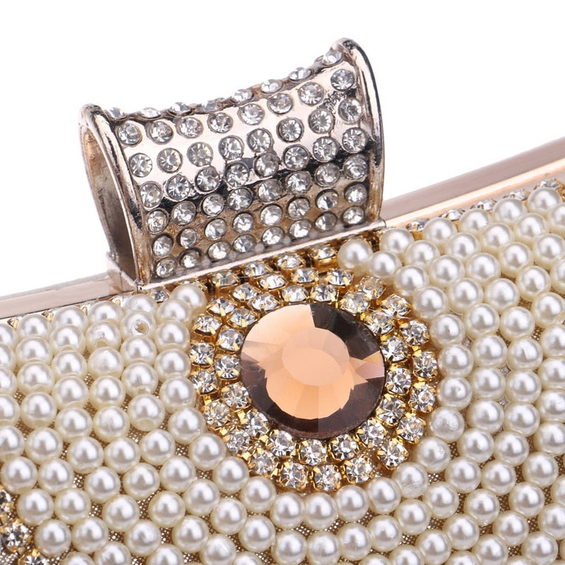 Sparkling Tassel Beaded Clutch Bag with Chain