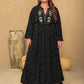 Plus Size Embroidered Polka Dot Notched Long Sleeve Dress