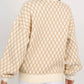 Diamond Pattern Mock Neck Long Sleeve Sweater