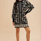 Floral Jacquard Round Neck Sweater Dress