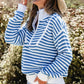 Striped Half Zip Long Sleeve Sweater