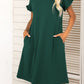 Flounce Sleeve Round Neck Dress with Pockets