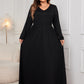 Plus Size Cutout V-Neck Long Sleeve Maxi Dress