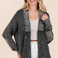 Contrast Patch Open Front Mineral Wash Cardigan