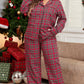 Plus Size Plaid Collared Neck Top and Pants Lounge Set