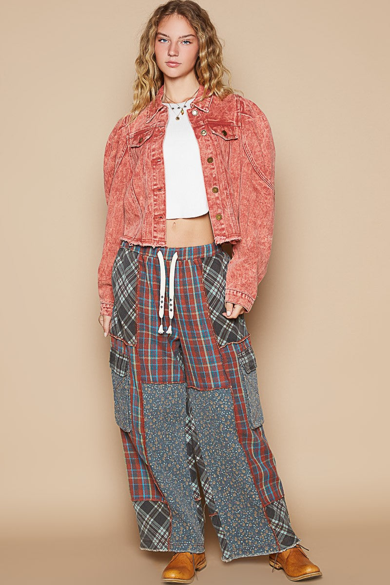 Raw Hem Button Up Cropped Denim Jacket