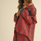 Contrast Plaid Long Sleeve Top and Shorts Set