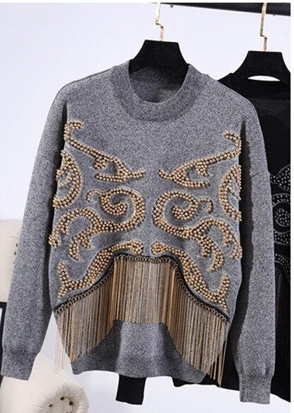2Pcs Embellished Sweater & Pants Set
