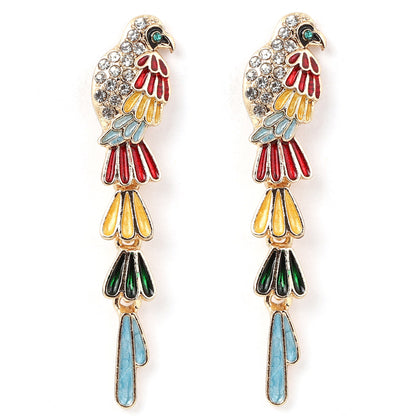 Colorful Parrot Oil Drip Dangle Earrings