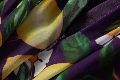 Bohemian Lemon Print Backless Maxi Dress