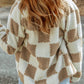 Checkered Snap Down Long Sleeve Jacket