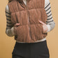 Corduroy Zip Up Puffer Vest with Pockets