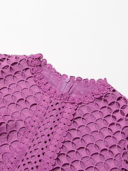 Embroidery Cut Out Midi Dress