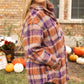 Plus Size Plaid Collared Neck Long Sleeve Jacket