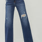 RISEN High Rise Distressed Wide Leg Jeans