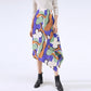 Miyake Pleated Floral Print Asymmetrical Skirt