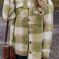 Pocketed Plaid Collared Neck Shacket