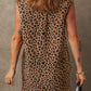 Leopard Johnny Collar Sleeveless Mini Dress