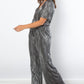 Surplice Short Sleeve Pleated Foil Jumpsuit