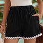 Contrast Trim Tied Shorts with Pockets