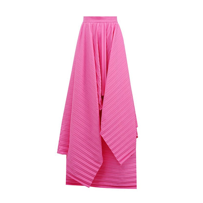 Irregular Ruffles Pleated Long A-Line Skirt