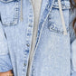 Distressed Button Up Long Sleeve Denim Jacket