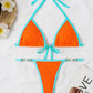 Textured Contrast Halter Neck Two-Piece Bikini Set
