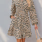 Printed Tie Neck Long Sleeve Mini Dress