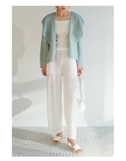 Miyake Pleated Folded Sleeves Open Front Jacket