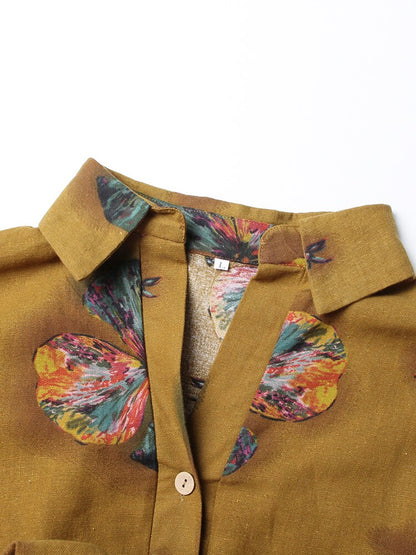 Patchwork Lapel Collar Long Sleeve Maxi Shirt Dress