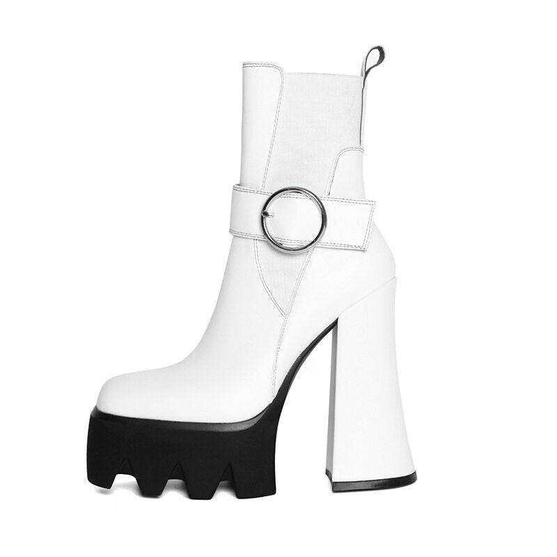 Square Toe Platform Ankle Boots