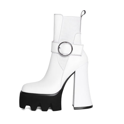 Square Toe Platform Ankle Boots
