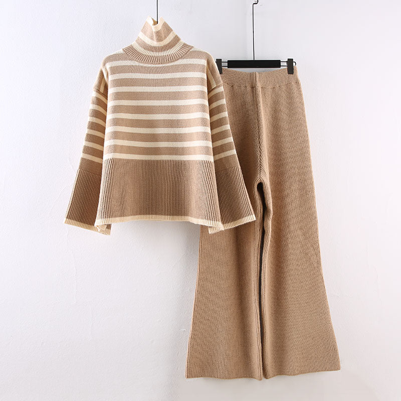 Knitted Raglan Sleeve Sweater and Pants Set