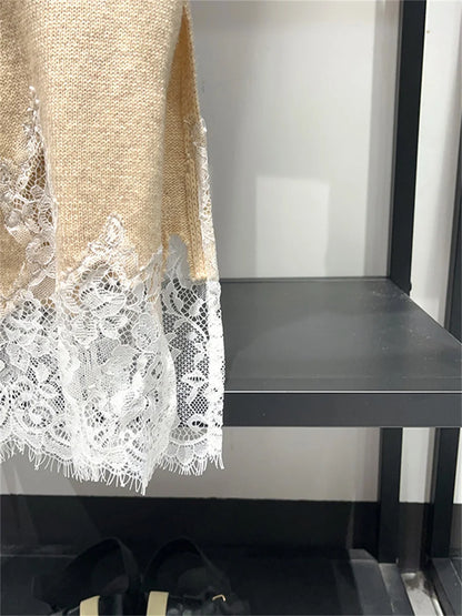 Fake Two-Piece Round Neck Twisted Knit Dress