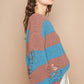 POL Striped Distressed Long Sleeve Sweater