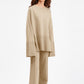 Slit Round Neck Long Sleeve Top and Drawstring Pants Sweater Set