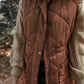 Pocketed Zipper and Button Vest Coat