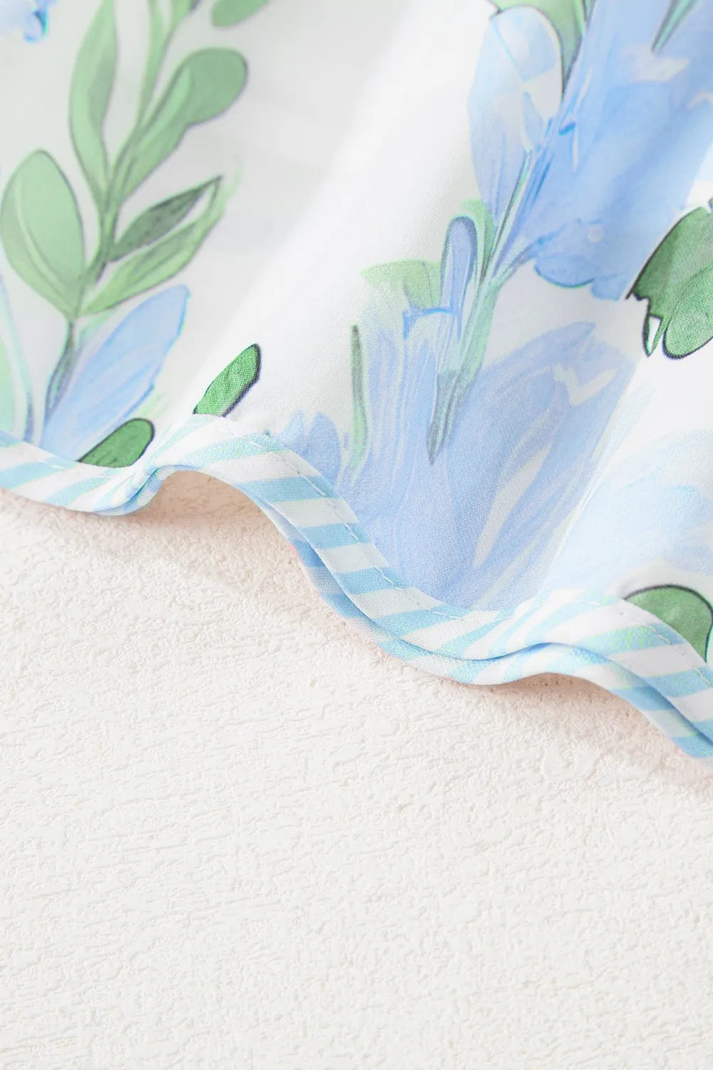 Floral Contrast Edge Layered Short Sleeve Mini Dress