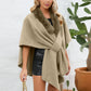 Fuzzy Trim Open Front Poncho