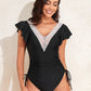 Ruffled V-Neck One-Piece Swimwear