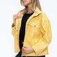 Drawstring Hem PU Leather Zip Up Jacket