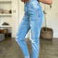 Judy Blue Distressed Straight Jeans with Patch Pockets