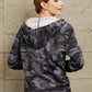 Camouflage Drawstring Detail Zip Up Hooded Jacket