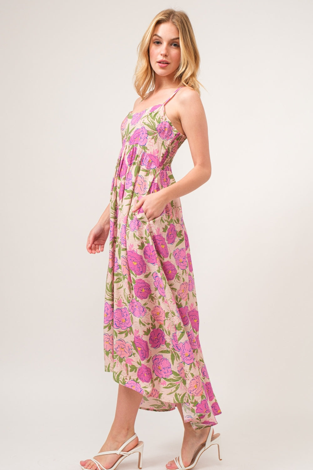 Floral High-Low Hem Cami Dress