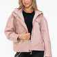 Drawstring Hem PU Leather Zip Up Jacket