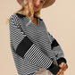 Striped Contrast Long Sleeve Knit Top