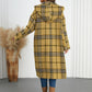 Plaid Double-Breasted Long Sleeve Longline Coat