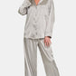 Satin Long Sleeve Shirt and Pants Pajama Set