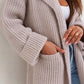 Pocketed Collared Neck Dropped Shoulder Cardigan